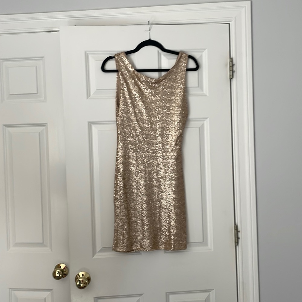 Gold sequin mini dress